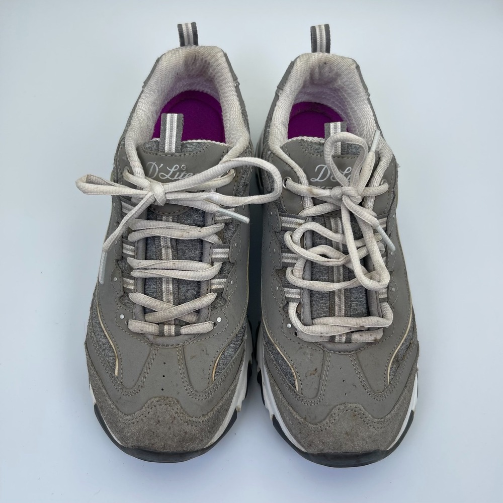 Skechers D'Lites Me Time Running Shoes Women's Size 8.5 Grey Sneaker SN-11936